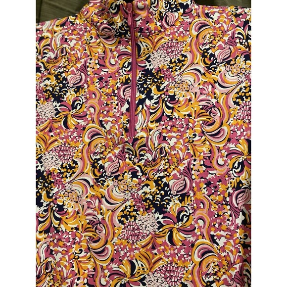 NWT IBKUL Marissa Paisley Quarter Zip Pullover Sz XS Hot Pink Floral Long Sleeve - Picture 3 of 13